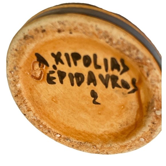 Greek Pitcher Ewer Hand Painted Pottery Vase A Xipolias Epidavros Greece 8.5 x3 - Picture 8 of 8